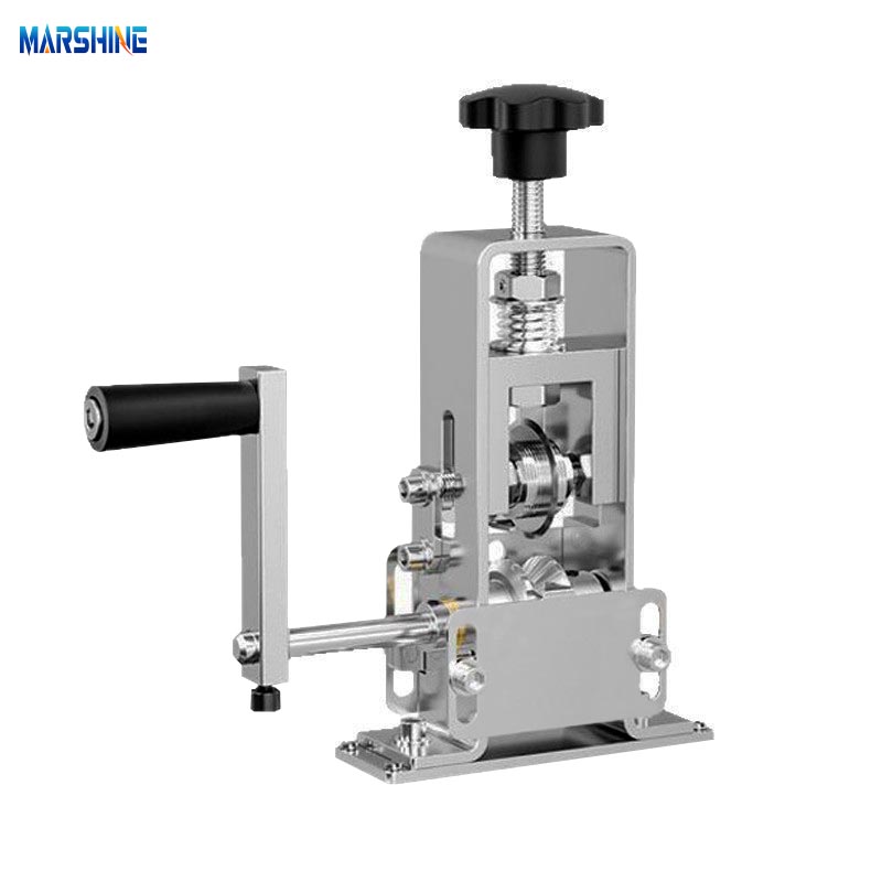 Máquina descascadora de fios portátil com estrutura de aço com manivela manual